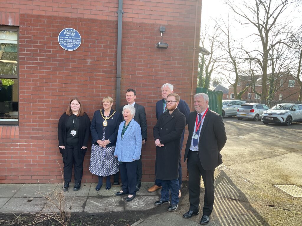 Blue plaque unveiled in honour of Sarah Cowley